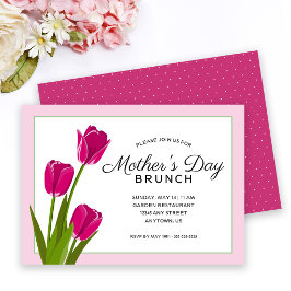 Invitación Tulipanes rosados | Brunch del Día de la Madre