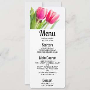 Invitación Tulipanes rosados con foto de hojas verdes