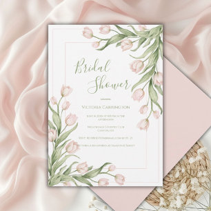 Invitación Tulipanes rosados Elegante ducha de novia floral