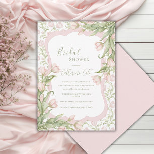 Invitación Tulipanes rosados Elegante y Vintage Ducha de Novi
