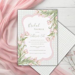 Invitación Tulipanes Rosados Flores Vintage Bridal Shower de 