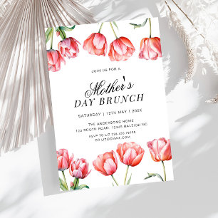 Invitación Tulipanes rosados modernos Brunch del Día de la Ma