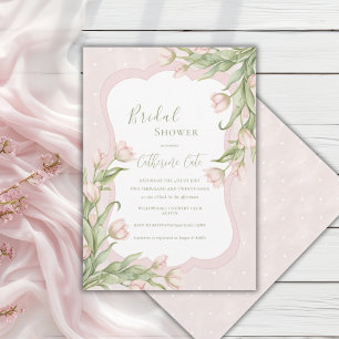 Invitación Tulipanes rosados, regadera floral vintage de luna