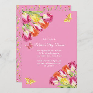Invitación Tulipanes rosados y brunch del Día de la Madre