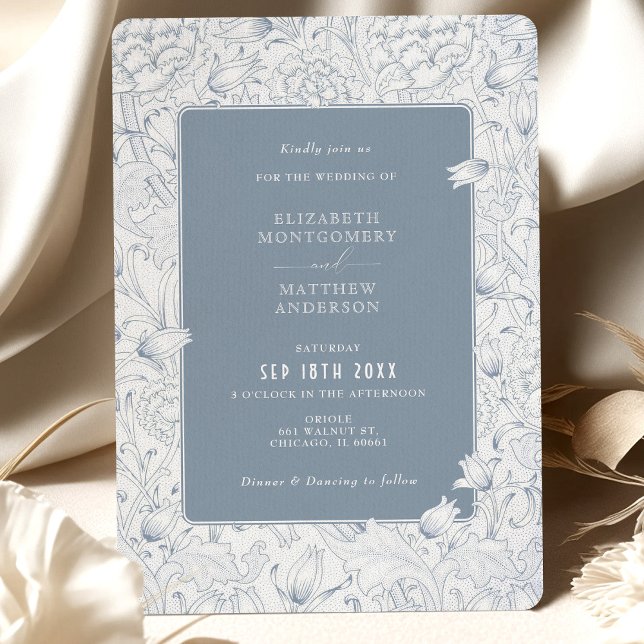 Invitación Tulipanes y crisantemo de una elegancia azul turbi (Subido por el creador)