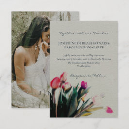 Invitación Tulipano romántico acuarela con boda fotográfico
