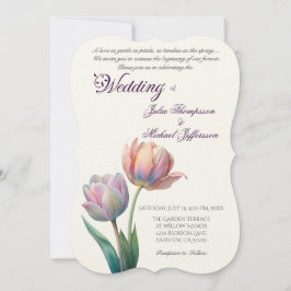 Invitación Tulipano romántico y poético pastel acuarela