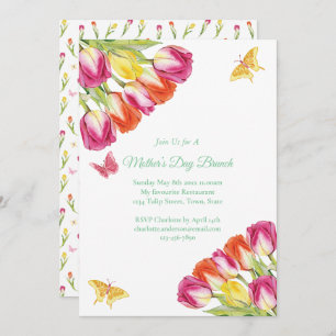 Invitación Tullitos rosados y blanco de brunch del día de la