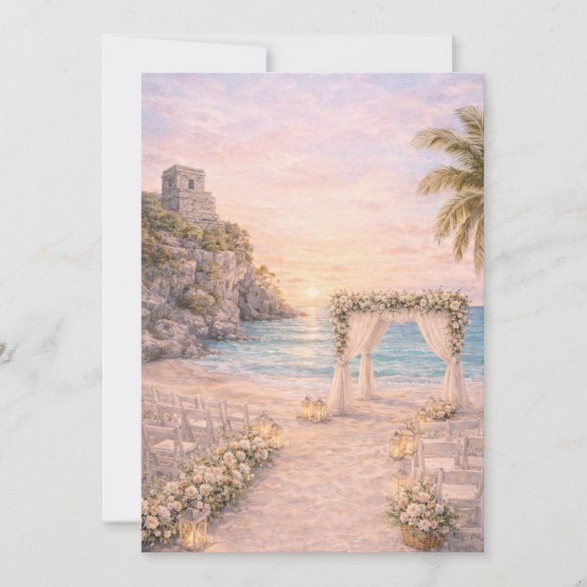 Invitación Tulum Beach Wedding Invitation | Editabe (Anverso)