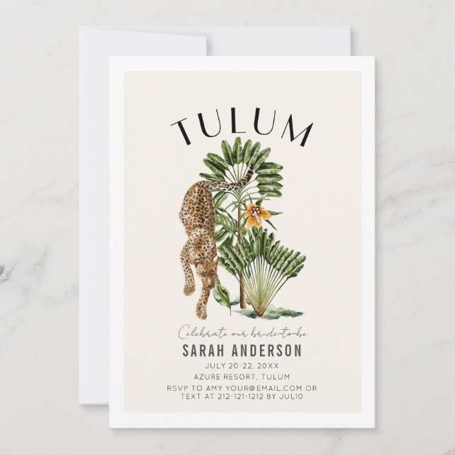 Invitación Tulum Leopard Bachelorette Weekend Itinerary QR (Anverso)