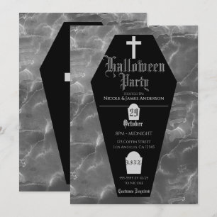 Invitación Tumba de ataúd negro fiesta gótica de Halloween