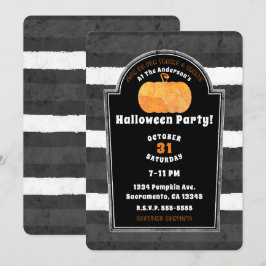 Invitación Tumba espeluznante de acuarela de calabaza Hallowe