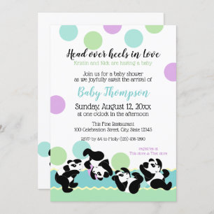 Invitación Tumblando Pandas Baby Shower
