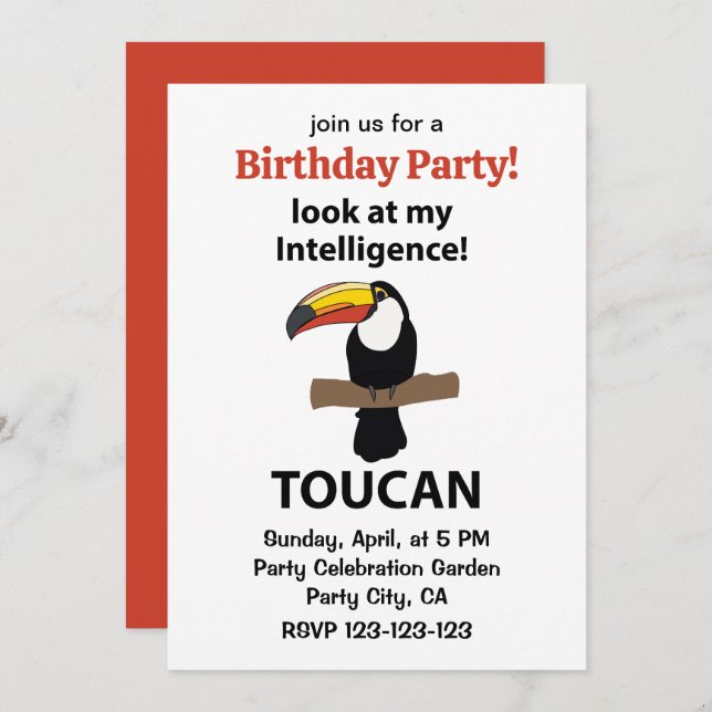 Invitación Turcan Bird Tropical Funny Cumpleaños (Anverso / Reverso)