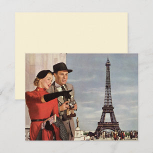 Invitación Turistas Vintage en la Torre Eiffel, Vacaciones en