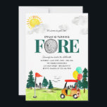 Invitación Turning FORE Golf Boy Golfing Par-tee cuarto cumpl<br><div class="desc">Cute acuarela Turning FORE Golf Boy Par-tee Invitación de cumpleaños 2</div>
