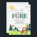 Invitación Turning FORE Golf Boy Golfing Par-tee cuarto cumpl<br><div class="desc">Cute acuarela Turning FORE Golf Boy Par-tee Invitación de cumpleaños 2</div>