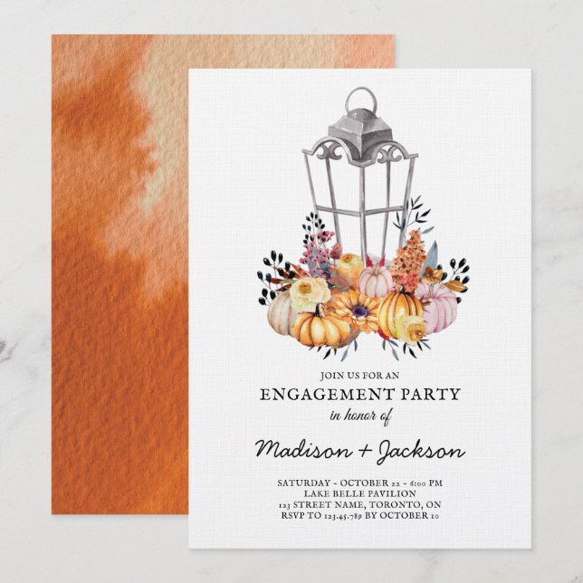 Invitación Turno de acuarela de Lantern Engagement (Anverso / Reverso)