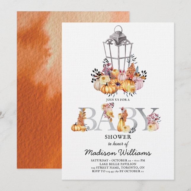 Invitación Turno de agua de Baby Shower de Lantern (Anverso / Reverso)