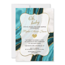 Turquesa acuarela Agate Gold Baby Shower