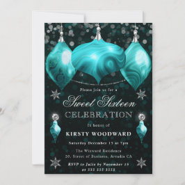 Invitación Turquesa Ágata Borlas Navidad Dulces 16