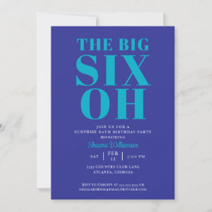 Invitación Turquesa Azul Cumpleaños Sorpresa 60 Elegante