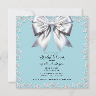 Invitación Turquesa Azul Huevo de Robin Gran Lazo Blanco Nupc