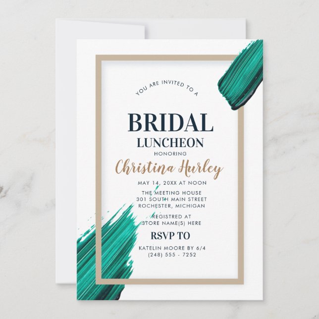 Invitación turquesa Bridal Luncheon acrílico moder (Anverso)