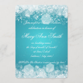 Invitación Turquesa chispeante de la noche 2 del fiesta del