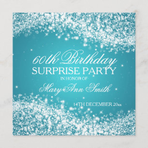Invitación Turquesa chispeante de la onda de la fiesta de