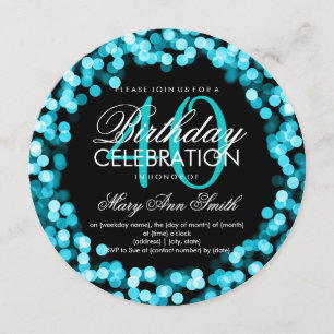 Invitación Turquesa chispeante de las luces del 40.o