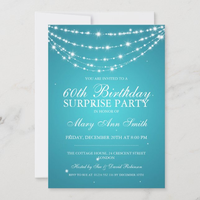 Invitación Turquesa de la cadena de trineo de cumpleaños sorp (Anverso)