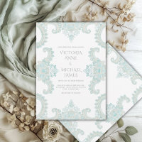 Turquesa Encaje Caprichoso Vintage Boda