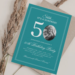 Invitación Turquesa Fiesta sorpresa de cumpleaños 50