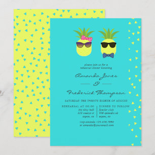 Invitación Turquesa & Limón Cena de Ensayo de Verano Tropical