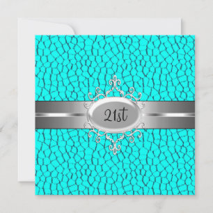 Invitación Turquesa Negro Plata Joyería Fiesta de Cumpleaños 