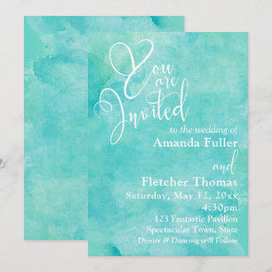 Invitación Turquesa Tipografía Elegante Boda 1