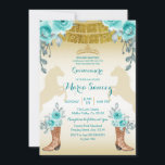 Invitación Turquesa Verde azulada Aqual1 Caballo y Boots Quin<br><div class="desc">Turquesa Verde azulada Aqual1 Caballo y Boots Invitación QuinceaneraMis Quince Anos,  15º cumpleaños, </div>