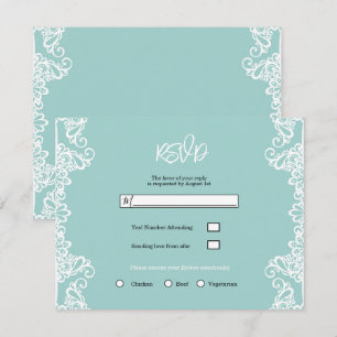 Invitación Turquesa Verde azulada Lace Blanco Elegante Boda R