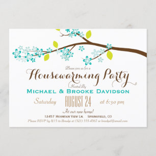 Invitación Turquesa, verde limón, Fiesta de Calentamiento de 