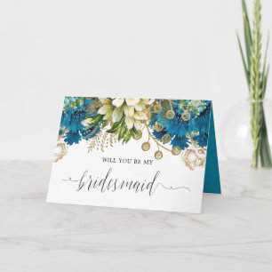 Invitación Turquesa vintage y Shabby de oro sean mi dama de h