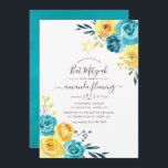 Invitación Turquesa y amarillo acuarela Floral Bat Mitzvah<br><div class="desc">Invitación de mitzvah de murciélago floral amarillo y turquesa con elegante tipografía de escritura a mano personalizable a los detalles de tu evento.</div>