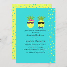 Invitación Turquesa y limón diversión Pineapple Engagement Pa