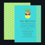 Invitación Turquesa y limón Tropical Bat Mitzvah<br><div class="desc">Divertido Personalizado de piña Beach Bat Mitzvah invitación personalizable a los detalles de su evento.</div>