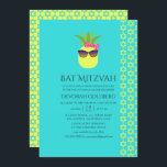 Invitación Turquesa y limón Tropical Bat Mitzvah<br><div class="desc">Divertido Personalizado de piña Beach Bat Mitzvah invitación personalizable a los detalles de su evento.</div>