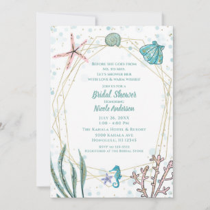 Invitación Turquesa y Rosa Bajo el Mar Bridal Shower Capricho