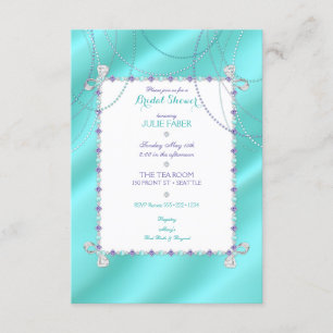 Invitación Turquesas Joyas Diamantes Perlas Amatistas sobre S