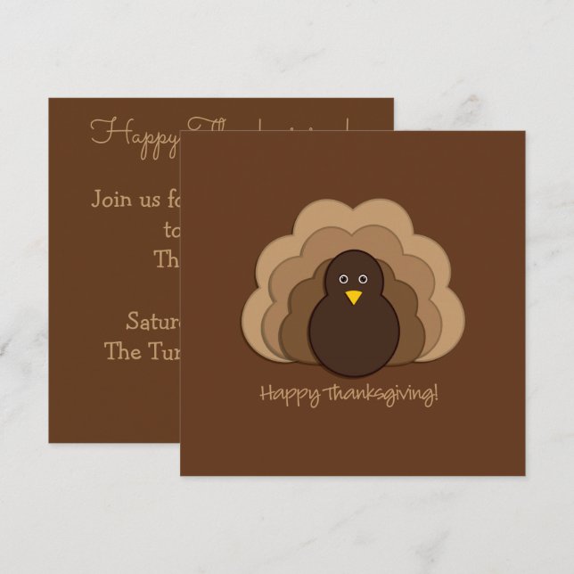 Invitación Turquía de Acción de Gracias (Anverso / Reverso)