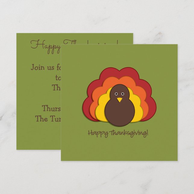 Invitación Turquía de Acción de Gracias (Anverso / Reverso)