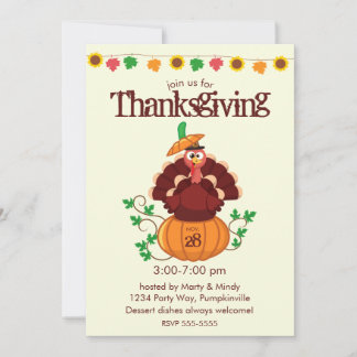 Invitación Turquía en el Día de Acción de Gracias de Calabaza